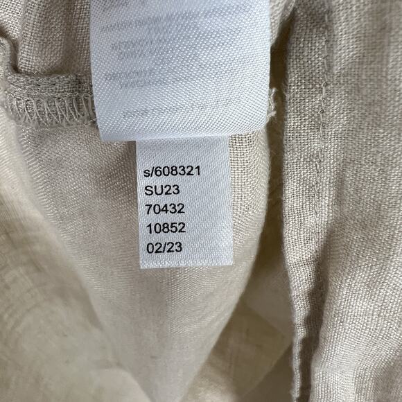 Ann Taylor Women’s S Tan 100% Linen Framed Popover Short Sleeve Blouse Beige - Picture 5 of 8